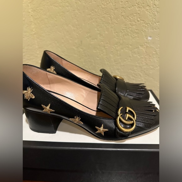 Gucci Quentin Heel loafer with Bee and Star Embroidery Black size 38 - Picture 7 of 12
